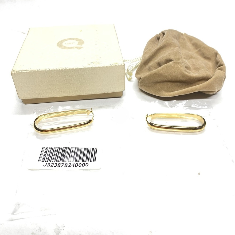 Bronze Milor Italy Lightweight Elongated Oval Hoop Dark Gold Tone Earrings